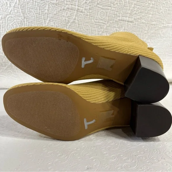 Everlane The Glove Boot Size 7 Yellow Ankle Ribbed Fabric Uppers 2 in Block Heel - Picture 10 of 16